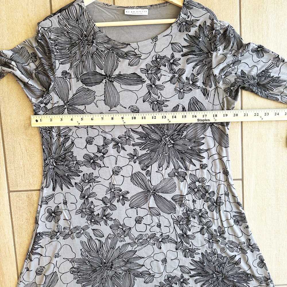 Bryn Walker Jersey Knit Tunic Dress Large Floral Stretch Lagenlook Casual Artsy - Picture 7 of 8